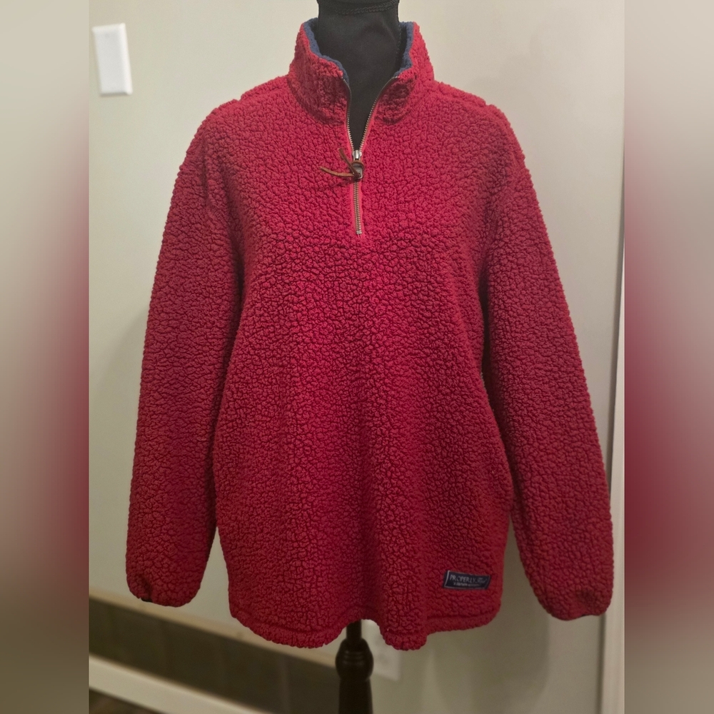 Properly Tied Red Sherpa Quarter-Zip Pullover